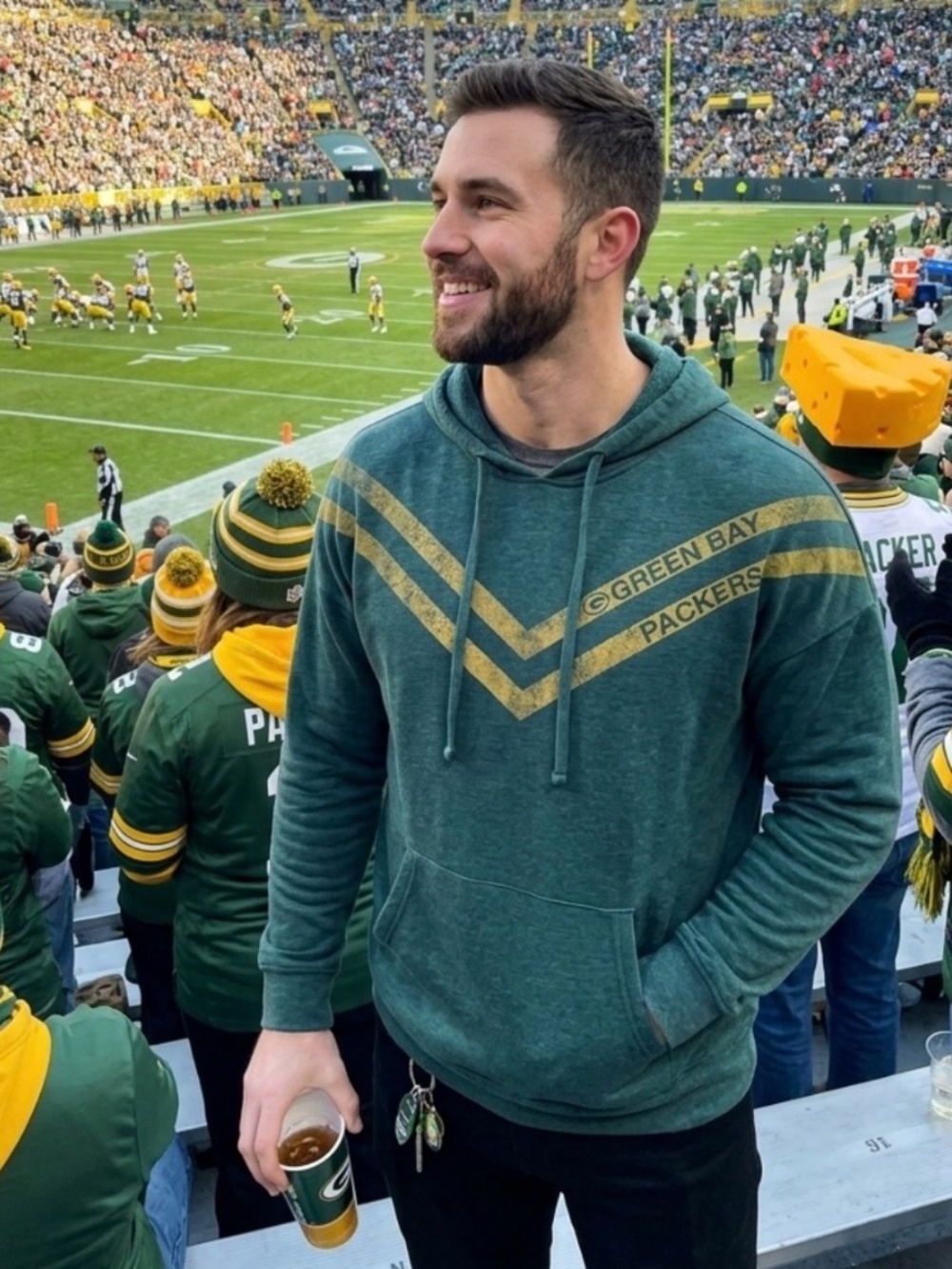 NFL Green Bay Packers Logo Green Distressed Hoodie Sweatshirt Football Sz XXL